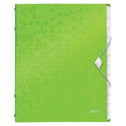 Mapa cu separatoare Leitz WOW, PP, A4, 12 separatoare, 200 coli, verde