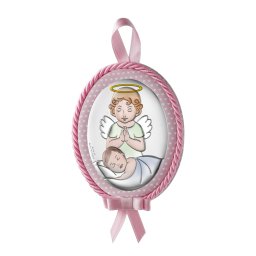 Icoana Patut Fetite Ingerul Pazitor 9x12cm Roz cu Melodie