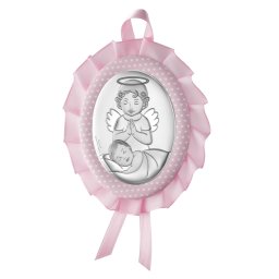 Icoana Patut Fetite Ingerul Pazitor 10x13cm Roz cu Melodie
