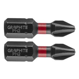 Varfuri, biti, de impact, PH2, set 2 buc, PH2x25 mm, Graphite