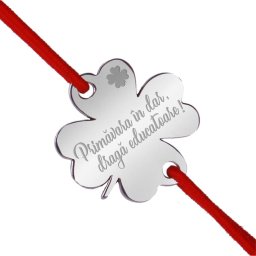 Martisor Bratara Inox Trifoi Argintiu Primavara in Dar Educatoare
