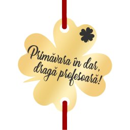 Martisor Bratara Inox Trifoi Auriu Primavara in Dar Profesoara