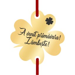 Martisor Bratara Inox Trifoi Auriu A Venit Primavara Zambeste