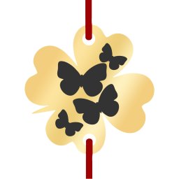 Martisor Bratara Inox Trifoi Auriu Fluturasi