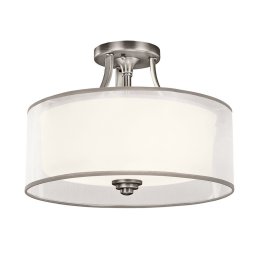 Semi-Plafoniera Lacey, argintiu Antique Pewter, D:38cm, H:27cm, 3xE27, KL-LACEY-SF-AP