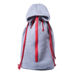 Saculet cu snur tip rucsac, ø260×620 mm, Everestus, 20FEB5717, Poliester, Bumbac, Rosu, Gri