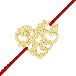 Martisor Bratara Argint 925 Placat Aur 24K Inima din Inimioare