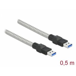 Cablu USB 3.2-A Gen 1 la USB-A T-T izolatie metalica 0.5m, Delock 86774