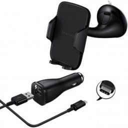 Kit Samsung Suport auto parbriz EE-V200 + Incarcator auto EP-LN915CB, cablu USB Type-C detasabil, Negru