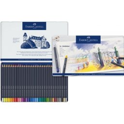 Creioane colorate 36 culori Goldfaber cutie metal Faber-Castell
