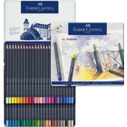 Creioane colorate 48 culori Goldfaber cutie metal Faber-Castell