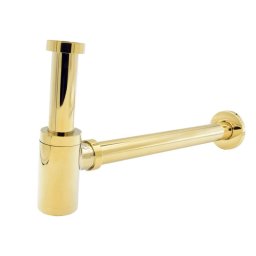 Sifon scurgere pentru lavoar, Gamma , sistem antimiros, otel , model rotund, auriu