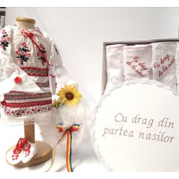 Set Traditional Botez - Costumas fetita Trusou Cutie pentru trusou Lumanare 5