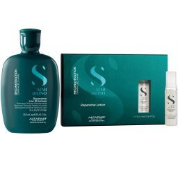 Set Alfaparf Semi Di Lino Reconstruction, Sampon 250 ml + fiole Reparative Lotion 6x13 ml