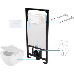 Anemon zero Set 6 in 1 vas WC, capac, cadru, clapeta finisaj alb, sistem prindere si membrana acustica - CDZA6ZPW