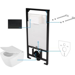 Anemon zero Set 6 in 1 vas WC, capac, cadru, clapeta finisaj negru, sistem prindere si membrana acustica - CDZN6ZPW