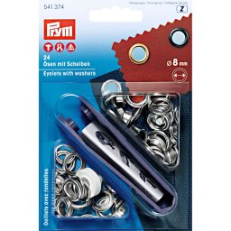 Ocheti de 8 mm argintii 24 buc cu dispozitiv de atasare Prym