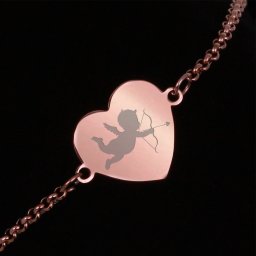Bratara Gravata Rose Gold din Inox Inima Cupidon