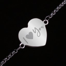Bratara Gravata Argintie din Inox Inima I Love You