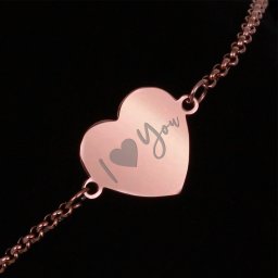 Bratara Gravata Rose Gold din Inox Inima I Love You