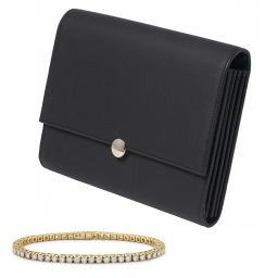 Geanta Clutch Cacharel Medaillon Noir Bratara Tennis Gold