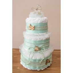 Tort scutece mediu Green cu accesorii din lemn