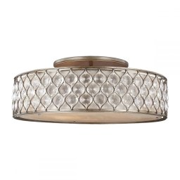 Semi-Plafoniera tranzitionala cristal Lucia, H:27,3 cm D:76,2 cm, 6 becuri E27, FE-LUCIA-6SF-L