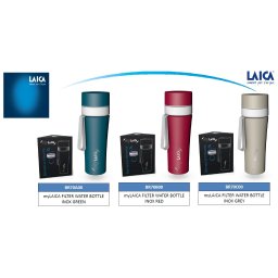 Sticlă filtranta Sport myLaica, Inox, 0,55 litri, portabila