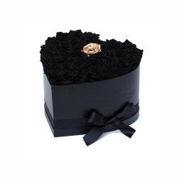 Aranjament floral inima cu trandafiri de sapun Gold Lux (Culoare produse: Negru, TIP PRODUS: Aranjament floral)