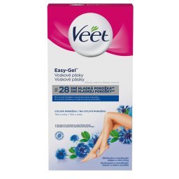 Benzi depilatoare cu ceara Veet Easy-Gel pentru corp si picioare, piele sensibila, 12 benzi