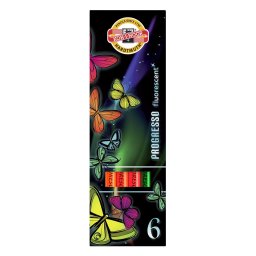 Set 6 creioane colorate fara lemn KOH-I-NOOR PROGRESSO FLUO