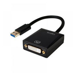 CABLU video LOGILINK, adaptor USB 3.0 (T) la DVI-I DL (M), 10cm, rezolutie maxima Full HD (1920 x 1080) la 60 Hz, negru, UA0232