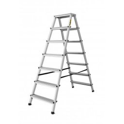 Scara aluminiu, 2 tronsoane, 6 trepte, platforma, max 125 kg, 1.46 m, Drabest