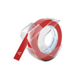 Banda embosabila DYMO Omega 9 mm rosie pentru avertizare, identificare vizibila si organizare 520102
