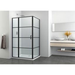 Cabina de dus dreptunghiulara ELITE BLACK Design Parte fixa & Usa batanta