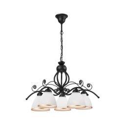 Candelabru RETRO II pe lanț, 5xE27/60W/230V, negru mat