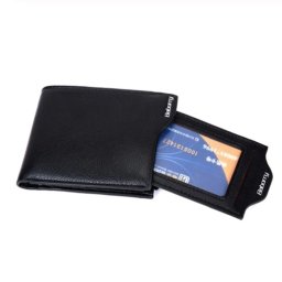 Portofel barbati RFID Protect din piele ecologica, cu fermoar, negru
