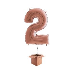 Balon folie cifra rose gold umflat cu heliu 66cm
