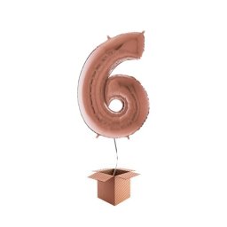 Balon folie cifra rose gold umflat cu heliu 66cm