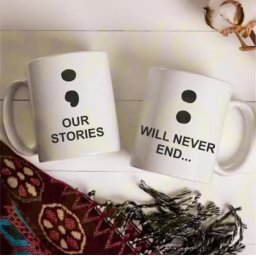 Set 2 cani albe personalizate cu textul Our stories will never end