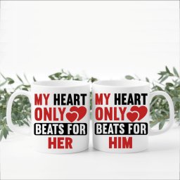 Setul de cani albe My Heart Only Beats for Her Him