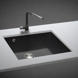 Chiuveta bucatarie granit CookingAid Cube ON5610 Neagra Black Metal quartz cu montaj sub blat + accesorii instalare