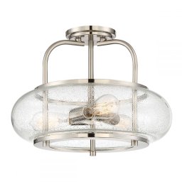 Semiplafoniera Quoizel Trilogy, nichel, D:40,6 cm, 3xE27, QZ-TRILOGY-SFM-BN