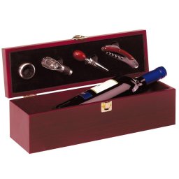 Set de vin, maro si argintiu, Everestus, AV01BX, lemn, otel inoxidabil
