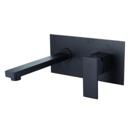 Baterie lavoar incastrata , negru mat, model patrat