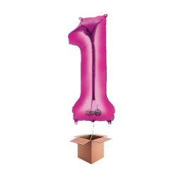 Balon folie cifra roz umflat cu heliu 66cm