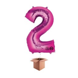 Balon folie cifra roz umflat cu heliu 66cm