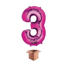 Balon folie cifra roz umflat cu heliu 66cm