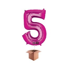 Balon folie cifra roz umflat cu heliu 66cm