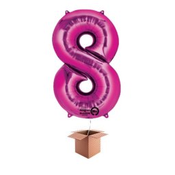 Balon folie cifra roz umflat cu heliu 66cm